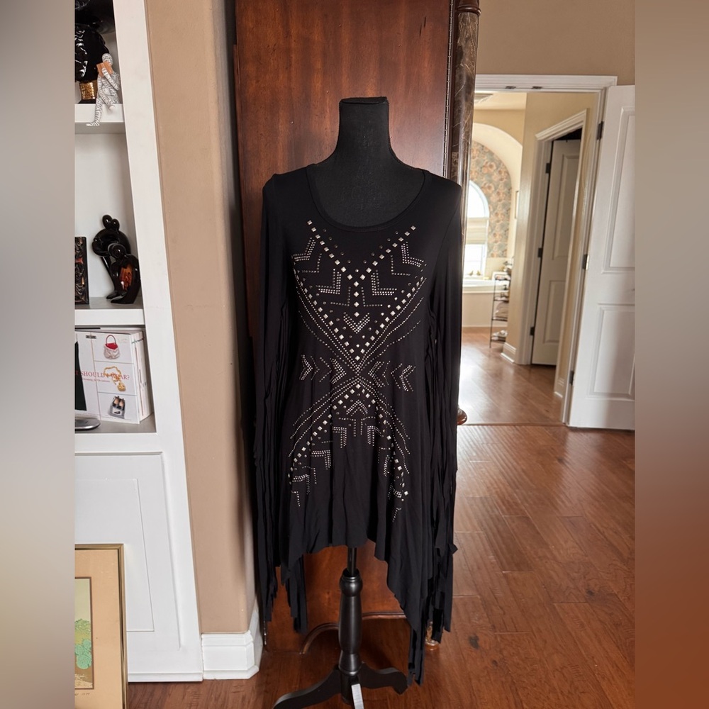 Vocal‎ Black Studded Fringe Tunic Dress - Picture 3 of 10